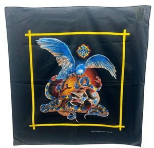 BANDANA MACABRA CALAVERA, SERPIENTES Y ÁGUILA DE MOTOCICLISTA DE COLECCIÓN 22" X 22", HECHA EN EE. UU. - Imagen 1 de 5