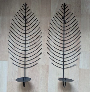 2 nette Wand-Kerzenhalter aus schwarzem runden Metall (972) - Bild 1 von 5