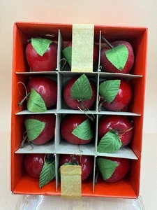 Christmas Apples Sears Vintage Ornaments Box Of 12 - Picture 1 of 5