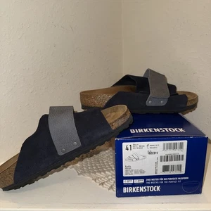 Birkenstock Kyoto Sandals Adult 41 Midnight Grey Leather Germany US 10 Ladies - Picture 1 of 12