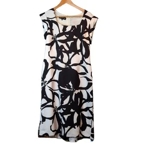 Jones New York Abstract Floral Black White Sheath Size 10 - Picture 1 of 11