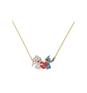 Collana DISNEY Stitch e Angel in ottone dorato smalti e cristalli NF00777YRUL-18 - Picture 1 of 1