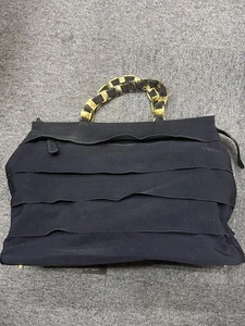 SALVATORE FERRAGAMO Vara Frills Chain Tote Shoulder Bag Black - Picture 1 of 10
