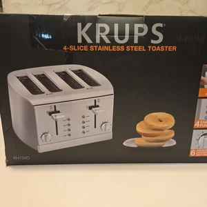 4-Slice Toaster KRUPS KH734D50 Stainless Steel Silver Open Box TESTED Works - Picture 1 of 10