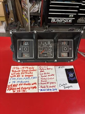 #420 1976 1977 1978 1979 восстановленная приборная панель f100 f150 250 f350 78/79 bronco - Изображение 1 из 4