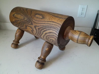 Antique Oak Rolling Pin Barrel Footrest Footstool Farmhouse Decor Cylinder Wood - Image 1 of 4