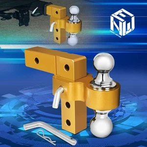 6"Raise Adjustable Aluminum Dual Ball Trailer Tow/Towing Hitch 2"Receiver Gold - Imagen 1 de 7