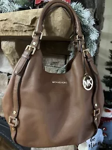 Michael Kors Bedford Belted Camel Brown Leather Satchel Shoulder Bag Handbag - Picture 1 of 11