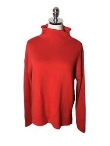 Tahari Sweater Women's Size Medium Orange Cotton Blend Turtle Neck - Picture 1 of 6