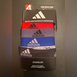 Adidas Youth Performance Long Boxer Brief Underwear Large 14-16 Quick-Dry 4 Pack - Picture 1 of 5