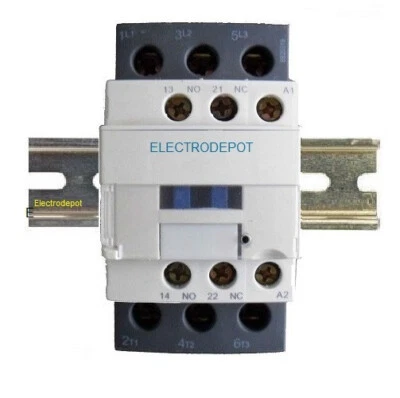 Contactor de 3 polos 50A NO 110 120V bobina, con auxiliar NO/NC, 600V 30 amperios 40A, 32A DIN GRATIS Foto 1 de 4