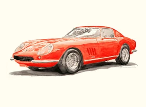 Arte de auto automotriz "Ferrari 275 GTB4" firmado, #'d Giclee R Lewis - Imagen 1 de 1