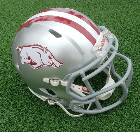 ARKANSAS RAZORBACKS 2017 SILVER SPEED FOOTBALL MINI HELMET + OTHER STYLES AVAIL Cover