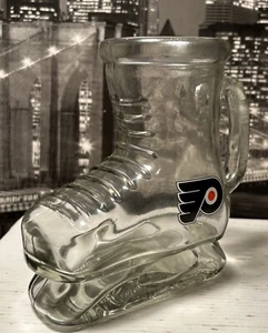 Vintage Philadelphia Flyers Rare Glass Hockey Skate Mug Beer Cup Stein NHL 16oz - Picture 1 of 9