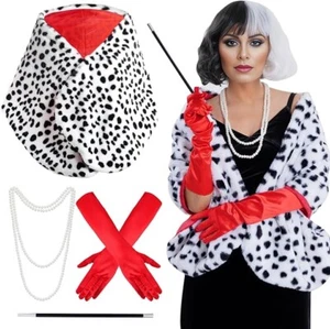 ** PISTHA ** CRUELLA COSTUME ' 4 PIECES ' WIG NOT INCLUDED - Picture 1 of 3
