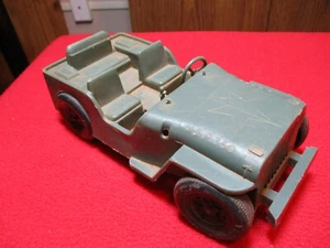 Vintage Unbranded Green Plastic Army Jeep 8" Long Firestone Tires Needs Cleaning - Picture 1 of 5