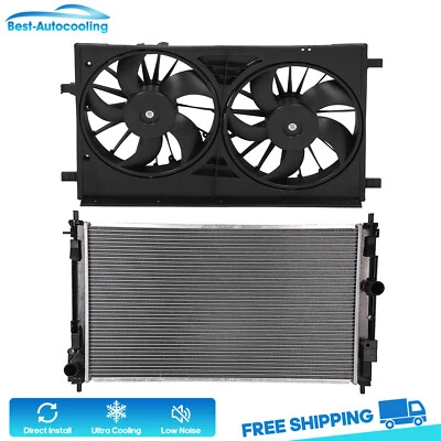 Aluminum Radiator & Cooling Fan For 2011-2014 Chrysler 200 2007-17 Jeep Compass - Image 1 of 4
