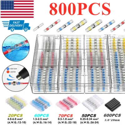 800Pcs Waterproof Heat Shrink Butt Wire Connectors Terminals Solder Seal Sleeve - Image 1 of 4