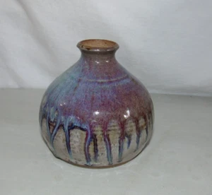 Fabrile Studios Big Bear CA blau & lila Tropffarbe handgefertigte Steinzeug Vase - Bild 1 von 7