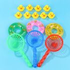 Classic Rubber Water Fun Yellow Ducks Fishing Net Kids Bath Toys Swimming Rings