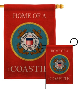 Home of Coastie Burlap Garden Flag Coast Guard Armed Forces Yard House Banner - Imagen 1 de 17