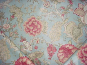 15-3/8Y Lee Jofa 2013131 Darwen Print Pink Lake Printed Cotton Upholstery Fabric - Picture 1 of 4
