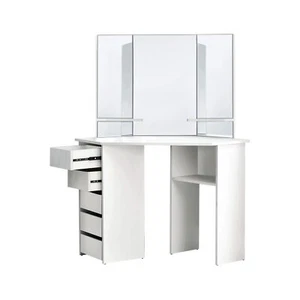 Tocador con espejo blanco mesa de maquillaje escritorio con cajones madera MDF - Imagen 1 de 4