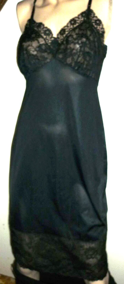 VAN RAALTE SLIP TALLA 34 ENCAJE RIBETE AJUSTABLE DE COLECCIÓN. USA NEGRO Foto 1 de 3