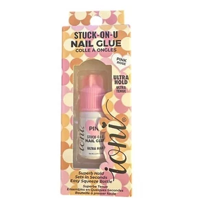 1 x 0.10 oz Ioni Stuck-On-U Nail Glue Pink Rose Ultra Hold Easy Squeeze Bottle - Picture 1 of 1