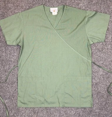 Peaches Uniforms Pine Green Mock Wrap Scrub Top - Size XS - nurse/vet tech - Image 1 of 4