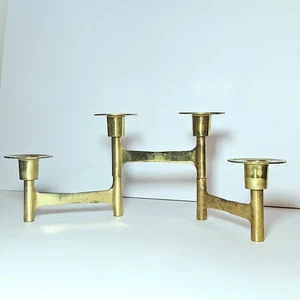Mid Century Modern Solid Brass Articulating Candelabra Vintage 4 Candle Holder - Picture 1 of 16