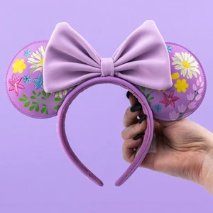Disney- Anniversary Rare Mouse Purple Flower Headband Loungefly Minnie Ears - Picture 1 of 9