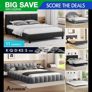 ALFORDSON Bed Frame Queen Double King Single Base Wooden Slats Leather Fabric - Picture 1 of 2,328