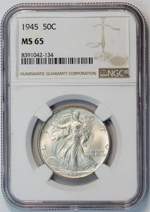 1945 Liberty Walking Silver Half Dollar NGC MS 65 US COIN 50C - Picture 1 of 4