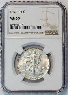1945 Liberty Walking Silver Half Dollar NGC MS 65 US COIN 50C - Image 1 of 4