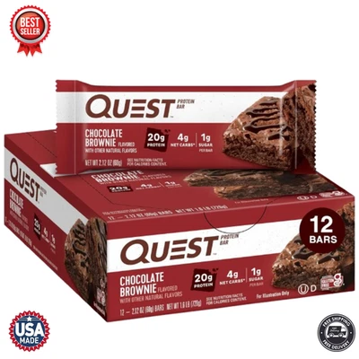 Quest Nutrition Protein Bars Chocolate Brownie 20g Protein Low Sugar Keto 12ct - Image 1 of 4