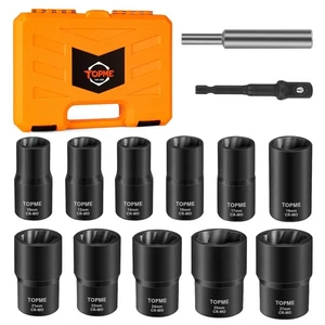 Lug Nut Removal Tool, 13 Pieces Lug Nut Extractor Set 1/2 Inch Drive, Locking... - Picture 1 of 7