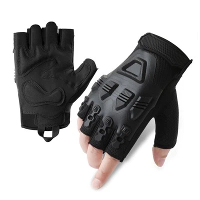 Guantes tácticos medio dedo protección nudillos combate airsoft caza sin dedos Foto 1 de 4
