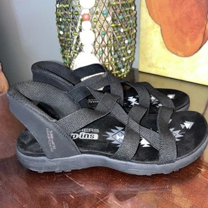 SKECHERS Wom’ Sz 6.5 M Reggae Slim Stretch Flex Blk 163460BBK Slip-ins Handsfree - Picture 1 of 7