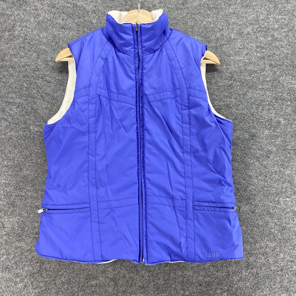Izod Vest Women S Small Blue Full Zip High Neck Sleeveless Lined Pockets Casual - Image 1 of 4