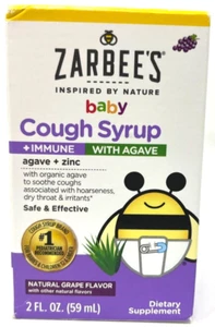 Zarbee's Baby Cough Syrup + Immune w/ Agave Sealed Grape 2 fl oz Exp: 6/2025 - Picture 1 of 3