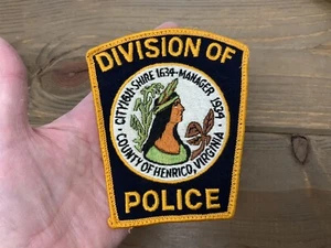 Virginia Henrico County Police Patch Large 4.75” Dark Blue With Yellow Trim - Picture 1 of 12