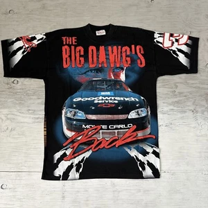 Vintage 90s Chase NASCAR Dale Earnhardt The Big Dawgs Back AOP Shirt Sz XL - Picture 1 of 15