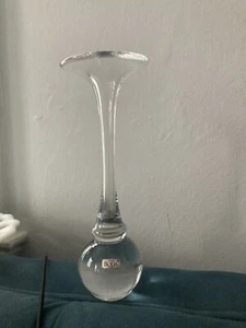 Vintage Kosta Boda Schweden Bleiglas Trompete Knospe Vase mit Aufkleber KLAR 8" - Bild 1 von 5