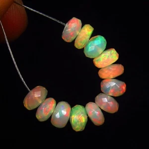 6.78 Ct ~ Natural Opal 13 Round Cutting Drilled Fire Beads, Ethiopian-A2102 - Picture 1 of 2