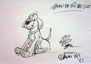 CLIFFORD - Firmado SIMON WARD-HORNER Dibujado a Mano 8,5""x11"" ARTE - Imagen 1 de 2