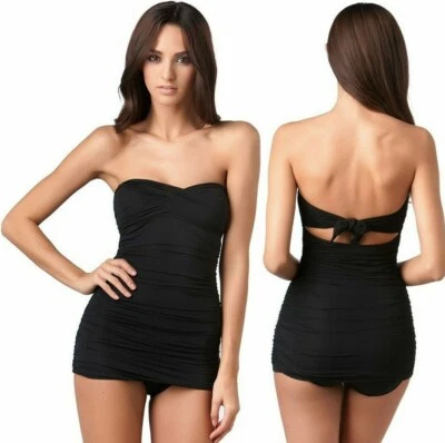 Traje de baño Carmen Marc Valvo negro Saint Lucia Bay Bandeau de una pieza 8 Foto 1 de 4