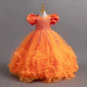 Girls Elegant Dresses Sequins Luxury Birthday Prom Gown Children Princess Frocks - Picture 1 of 22