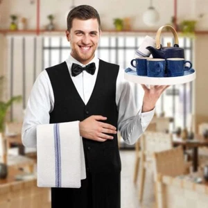 Pack of 10 Cotton Catering Blue Stripe Towel Kitchen Restaurant Bar Glass Cloths - Picture 1 of 4