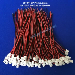 100 piezas JST PH 2 pines conector cable 150 mm UL1007 26AWG paso 2,0 mm para batería - Imagen 1 de 3